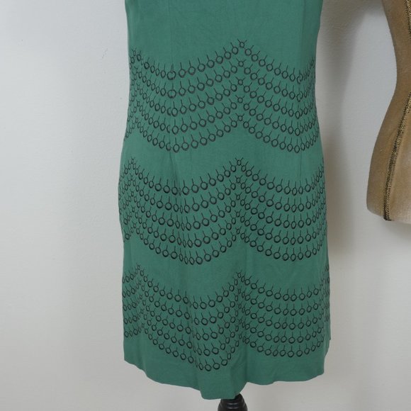 Boden Green Black Embroidery Design Short Sleeve Size 8 Boho Dress - Picture 12 of 12
